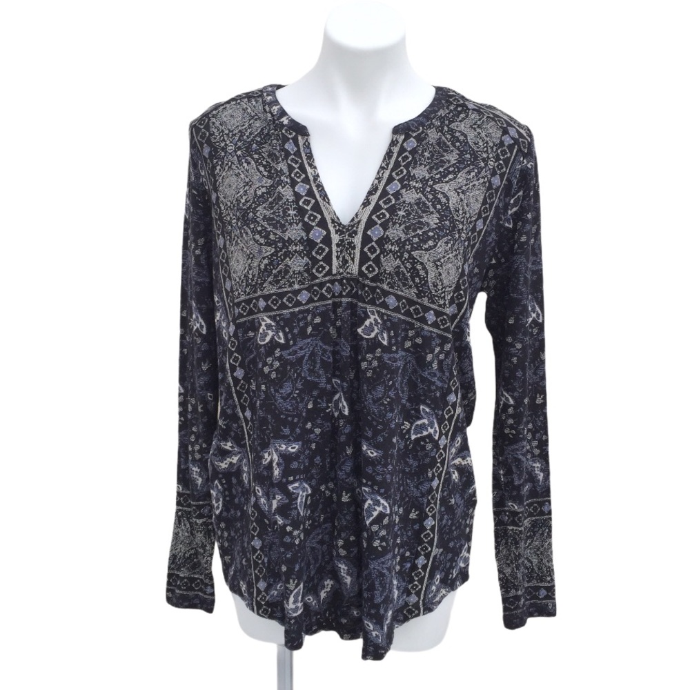 Lucky Brand border print bohemian hippie chic top